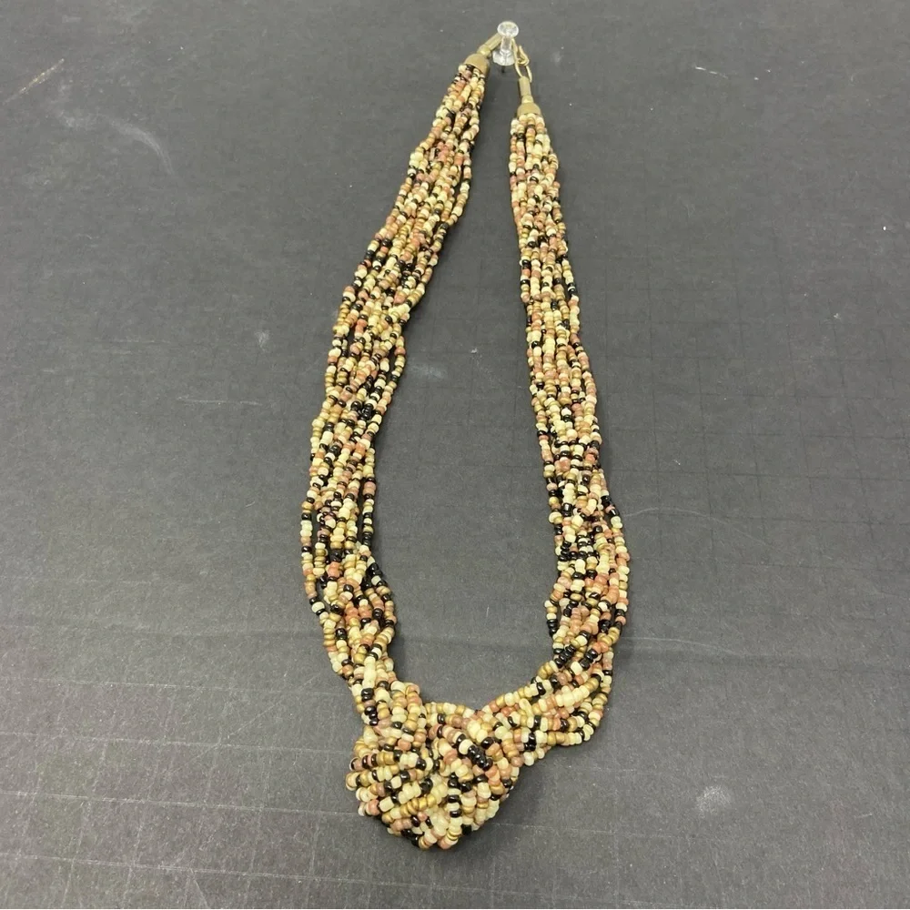 Beaded Twisted Knott | Necklace | Brown Tones | 10”